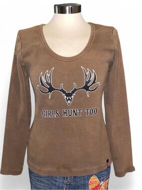 Girls With Guns Girls Hunt Too Brown Long-Sleeve Women’s Thermal